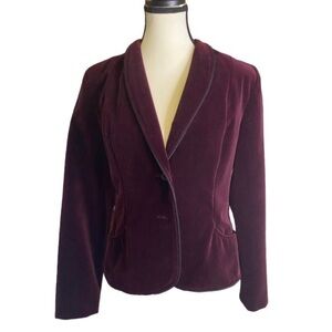 Niccolini Vintage Velvet Burgundy Button Up Blazer Size S